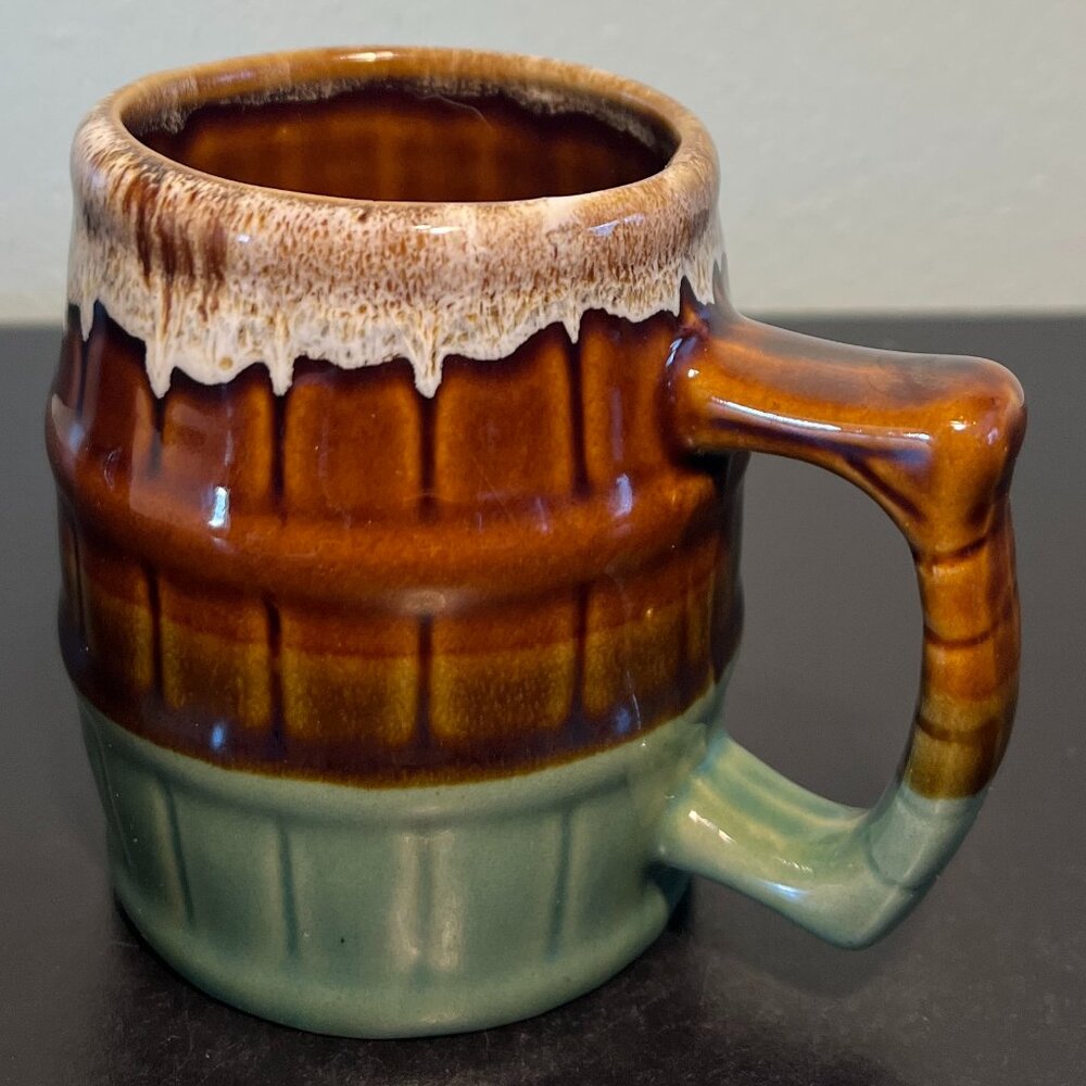 Vintage Root Beer Barrel Multitone Drip Glaze Ceramic Stoneware Mug Breweriana